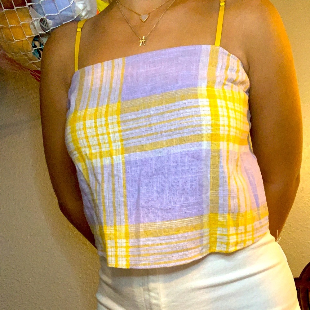 Urban Outfitters checkered purple and yellow tank